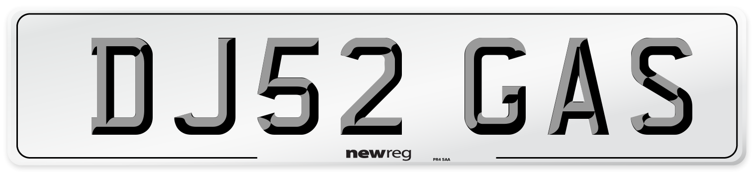 DJ52 GAS Number Plate from New Reg